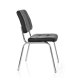 Sort stol med fire ben PICENO V med quiltet polstring og stel i krom fra hjh OFFICE – 360-graders visning (sideprofil 80°)
