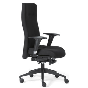 Luksus-chefstol ROVO XP med sort stofbetræk, armlæn og rullestjerne fra Rovo Chair