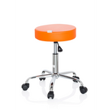 Orange Drejeskammel OPERATOR II med gaslift og femhjulet fodkryds fra hjh OFFICE – 360-graders visning (sideprofil 100°)
