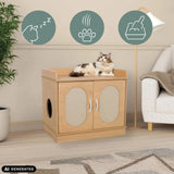 Kattehus KITTYHOME 2 i bøg-look med to døre og cirkelformet indgang fra hjh LIVING (AI-genereret billede)