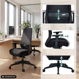 Højdejusterbare funktioner på den professionelle kontorstol Verviq i sort fra hjh OFFICE (AI-genereret billede)