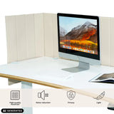 Beige bordopdeler FLEXMIUT ROLL på et hvidt skrivebord med skærm og tastatur fra hjh OFFICE