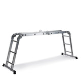 Sølvfarvet Foldestige SOLID W3 i aluminium med tolv trin fra hjh OFFICE – 360-graders visning (sideprofil 72°)