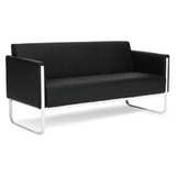 Sort Loungesofa ARUBA STEP med rudestikning og stel i krom fra hjh OFFICE – 360-graders visning (bagfra 180°)