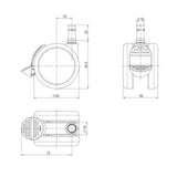 Technische Zeichnung der Stuhlrolle 5x ROLO STOP 10mm/65mm mit einem Durchmesser von 65 mm von hjh OFFICE