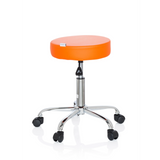 Orange Drejeskammel OPERATOR II med gaslift og femhjulet fodkryds fra hjh OFFICE – 360-graders visning (sideprofil 80°)