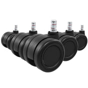 Fem sorte stolehjul 5x ROLO COLOR 60 11mm/60mm til hårde gulve med metalstifter fra hjh OFFICE