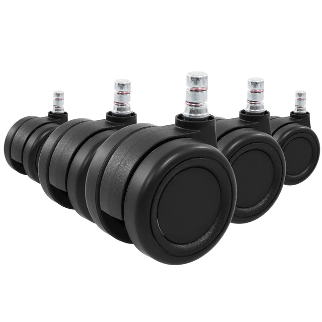 Fem sorte stolehjul 5x ROLO COLOR 60 11mm/60mm til hårde gulve med metalstifter fra hjh OFFICE