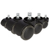 Fem sorte Stolehjul 5x ROLO FREE 11mm/50mm til hårde gulve med metalstifter fra hjh OFFICE