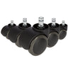 Fem sorte Stolehjul 5x ROLO No-Noise 11mm/50mm til hårde gulve med metalstifter fra hjh OFFICE