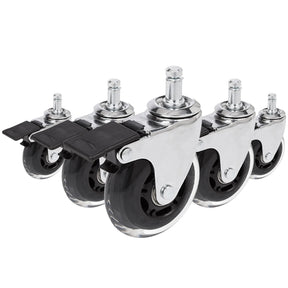 Stolehjul 5x ROLO SKATE CT 11mm/75mm i sølv og transparent med låsebremse til hårde gulve fra hjh OFFICE