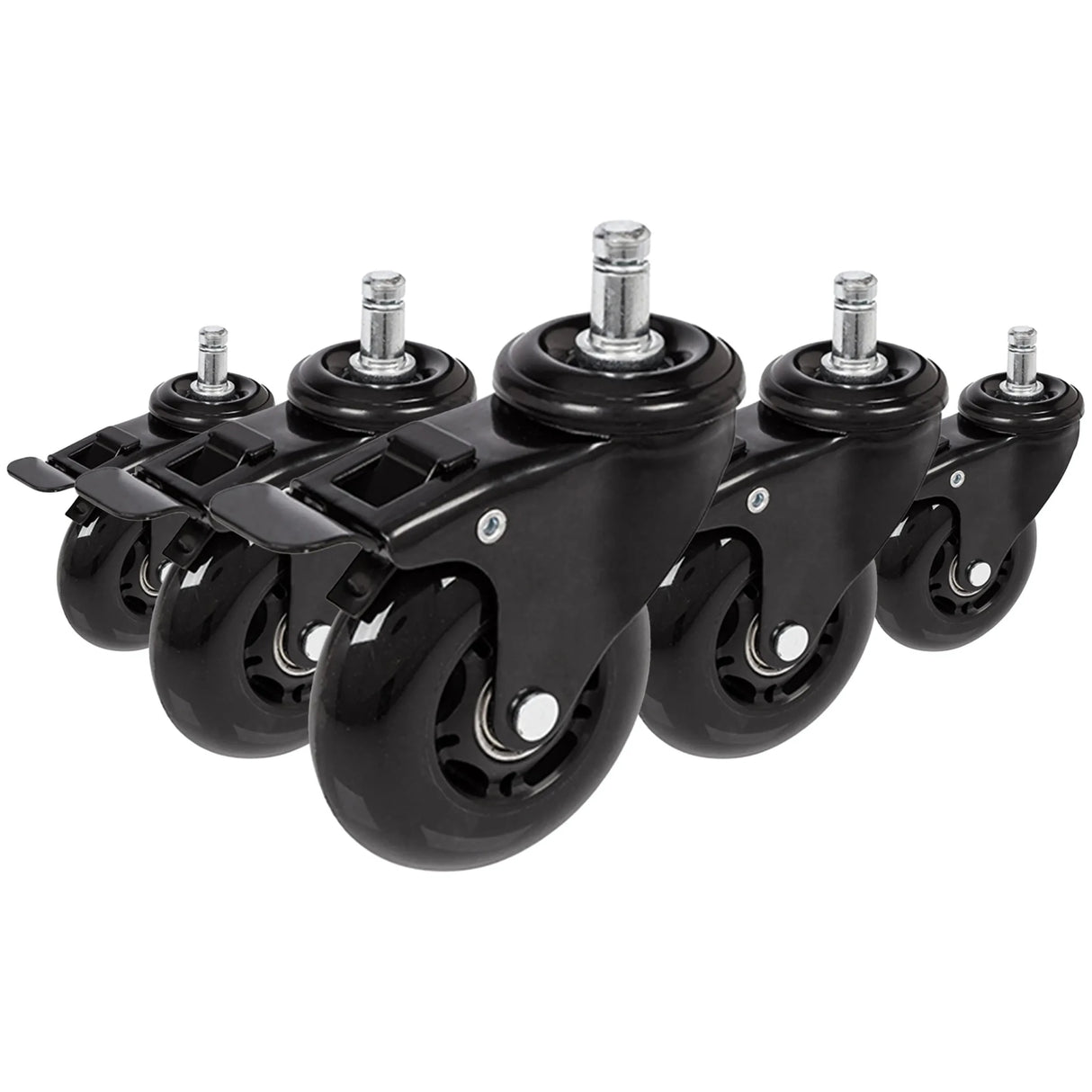 5x ROLO SKATE S 11mm/75mm med bremse | Hårde gulve - Stolehjul 