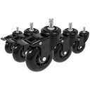 Fem sorte stolehjul 5x ROLO SKATE S 11mm/75mm med låsebremser til hårde gulve fra hjh OFFICE