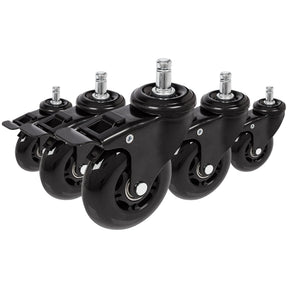 Fem sorte stolehjul 5x ROLO SKATE S 11mm/75mm med låsebremser til hårde gulve fra hjh OFFICE