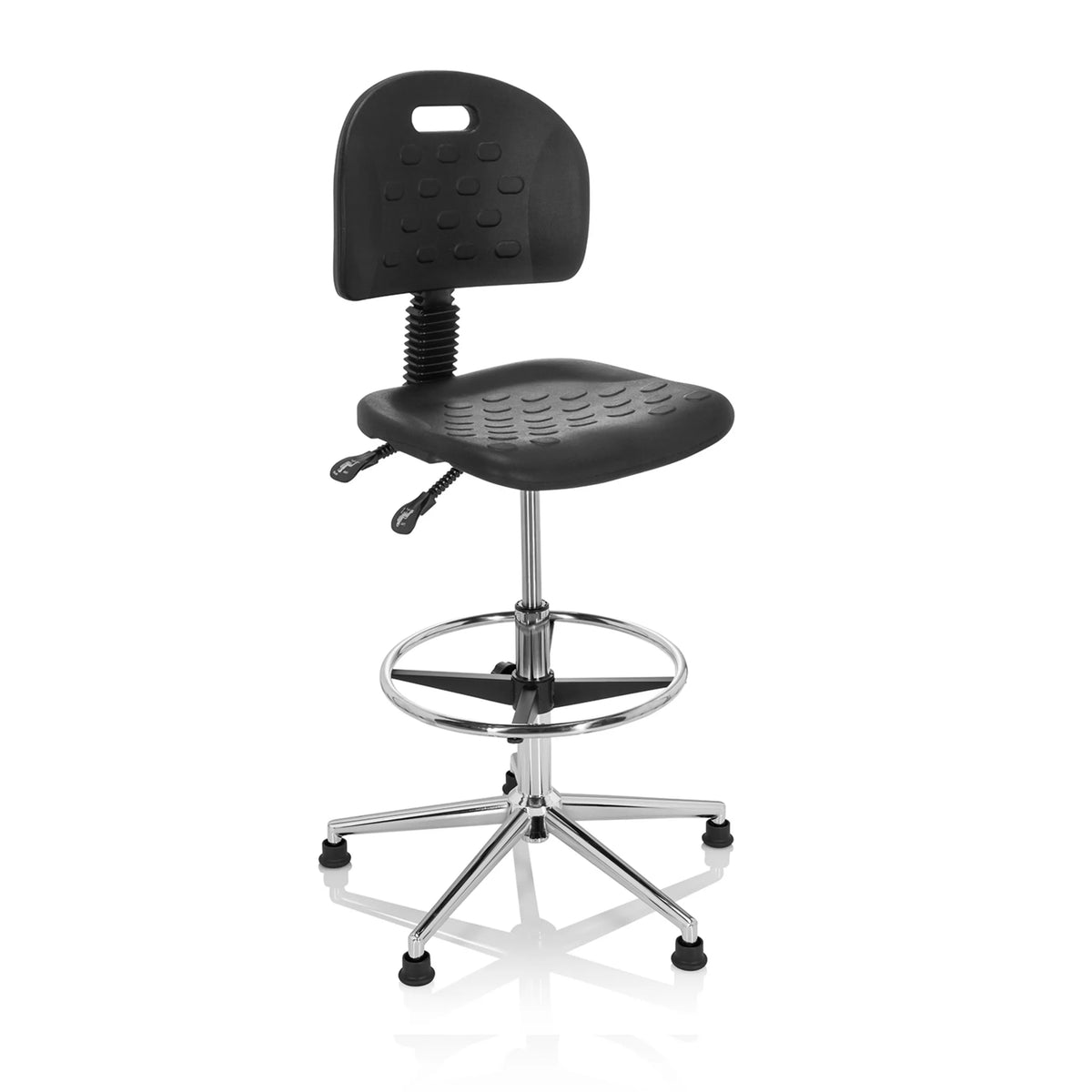 Sort Diskstol TOP WORK 23 I med ryglæn, fodring og firestjernet fodkryds fra hjh OFFICE
