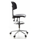 Sort Diskstol TOP WORK 23 med fodring og femstjernet fodkryds med hjul fra hjh OFFICE – 360-graders visning (sideprofil 80°)