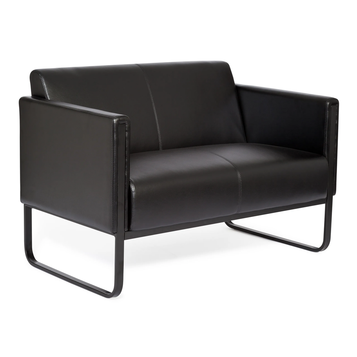 Sort loungesofa BALI BLACK som to-personers sofa med armlæn og metalstel fra hjh OFFICE – 360-graders visning (bagfra 180°)
