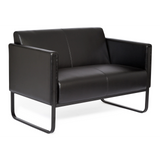 Sort loungesofa BALI BLACK som to-personers sofa med armlæn og metalstel fra hjh OFFICE – 360-graders visning (bagfra 180°)