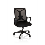Sort Home Office kontorstol ENCO med netryg og femhjulet fodkryds fra hjh OFFICE – 360-graders visning (forfra 20°)