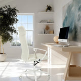 Beige Home Office kontorstol STRYKA W med hvide armlæn og krydsfod med hjul fra hjh OFFICE