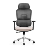 Mørkegrå professionel kontorstol Ergomy Pro med beige sæde, netryglæn og femhjulet fodkryds fra hjh OFFICE – 360-graders visning (forfra 0°)