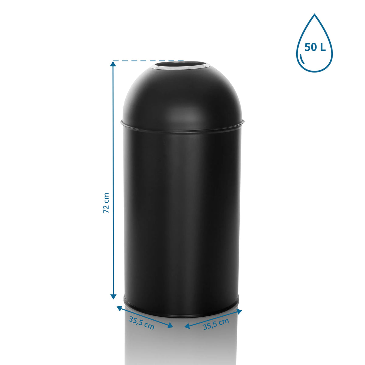 Måltegning af Papirkurv CLEAN OR 50 med 72 x 35,5 cm og 50 liter volumen fra hjh OFFICE
