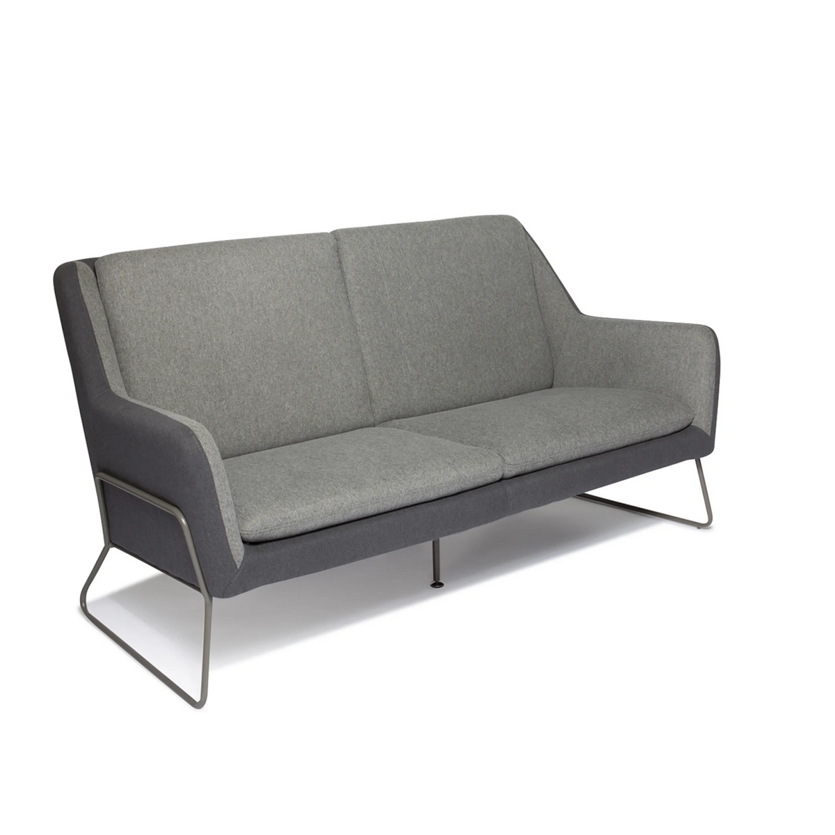 Lysegrå Loungesofa LAGUN med mørkegrå detaljer og slanke metalfødder fra hjh OFFICE – 360-graders visning (bagfra 180°)