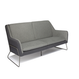 Lysegrå Loungesofa LAGUN med mørkegrå detaljer og slanke metalfødder fra hjh OFFICE – 360-graders visning (bagfra 180°)