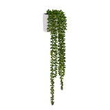 Kunstig hængeplante Senecio Climb i grøn farve med hvid overpotte fra hjh OFFICE
