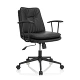 Sort Home Office kontorstol SMALLO med polstring og femhjulet fodkryds fra hjh OFFICE – 360-graders visning (skråt forfra 40°)