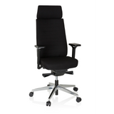 Sort Professionel kontorstol MOVE-TEC PRO 3D med nakkestøtte og femhjulet fodkryds fra hjh OFFICE – 360-graders visning (forfra 20°)