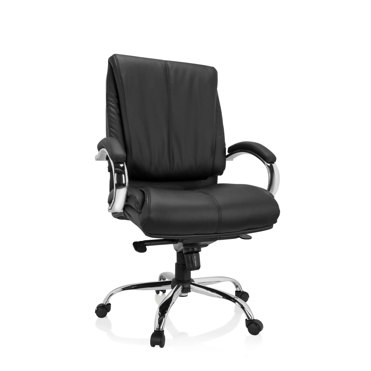 Sort drejestol XXL H 100 i kunstlæder med stjernefod og fem hjul fra hjh OFFICE – 360-graders visning (forfra 20°)