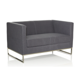 Mørkegrå Loungesofa BARBADOS som to-personers sofa med metalstel fra hjh OFFICE – 360-graders visning (skråt bagfra 120°)