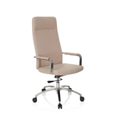 Beige Home Office kontorstol SARANTO PLUS I med armlæn og femhjulet fodkryds fra hjh OFFICE – 360-graders visning (skråt forfra 40°)