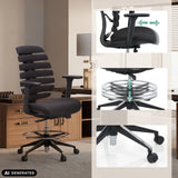 Verstellbare Armlehnen, Fußring und Rollen des Counterstuhls ERGO LINE II WORK in Schwarz von hjh OFFICE
