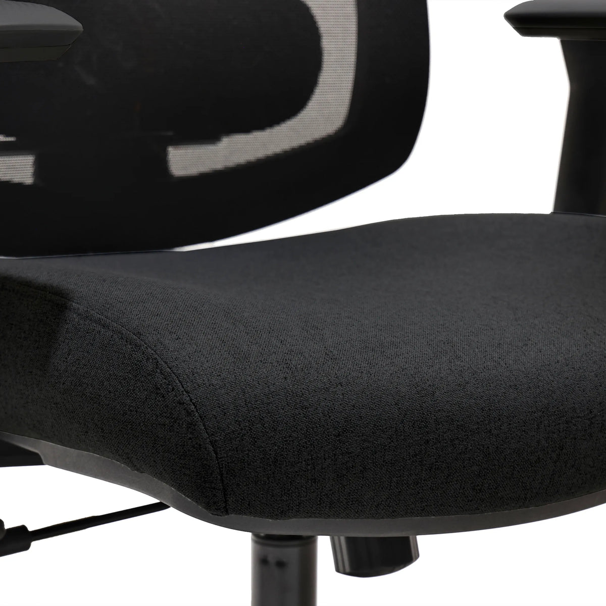 Sort betrukket sæde på den professionelle kontorstol Mirou fra hjh OFFICE