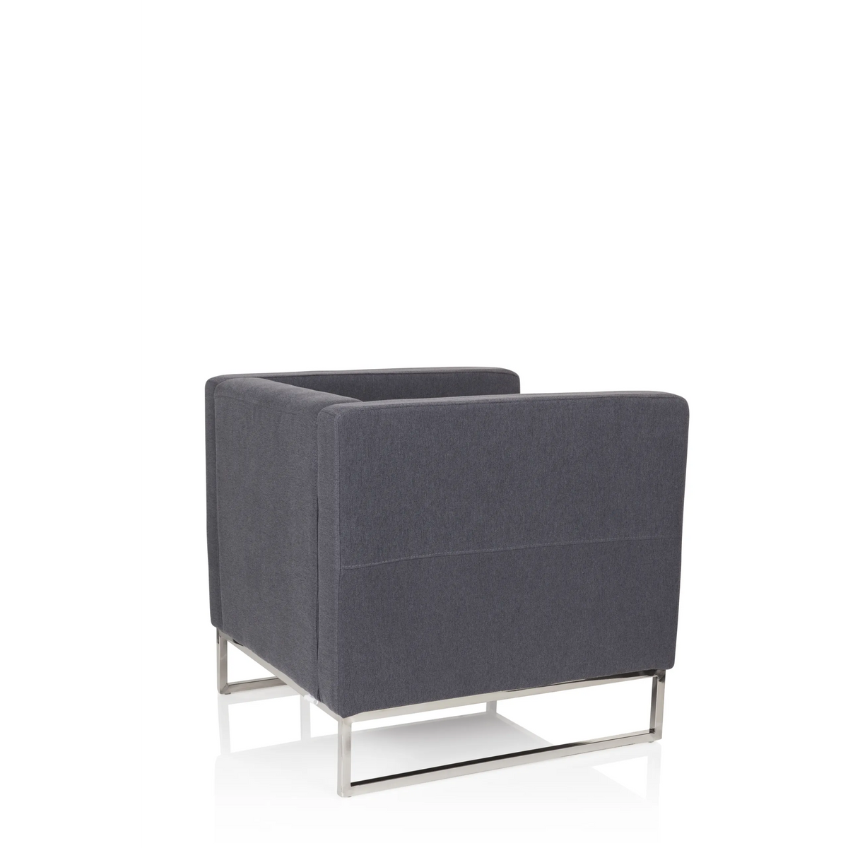 Mørkegrå Polstret lænestol BARBADOS med kvadratisk design og metalstel fra hjh OFFICE – 360-graders visning (skråt bagfra 120°)