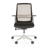 Sort High End kontorstol FOUNTAINE PRO med netryg og femstjernet fodkryds med hjul fra hjh OFFICE – 360-graders visning (forfra 0°)