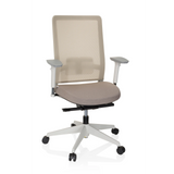 Beige Professionel kontorstol PURE WHITE med netryg og femhjulet fodkryds fra hjh OFFICE – 360-graders visning (forfra 20°)