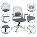 Grå Home Office kontorstol PARFERIO W med netryg, armlæn og hjul fra hjh OFFICE