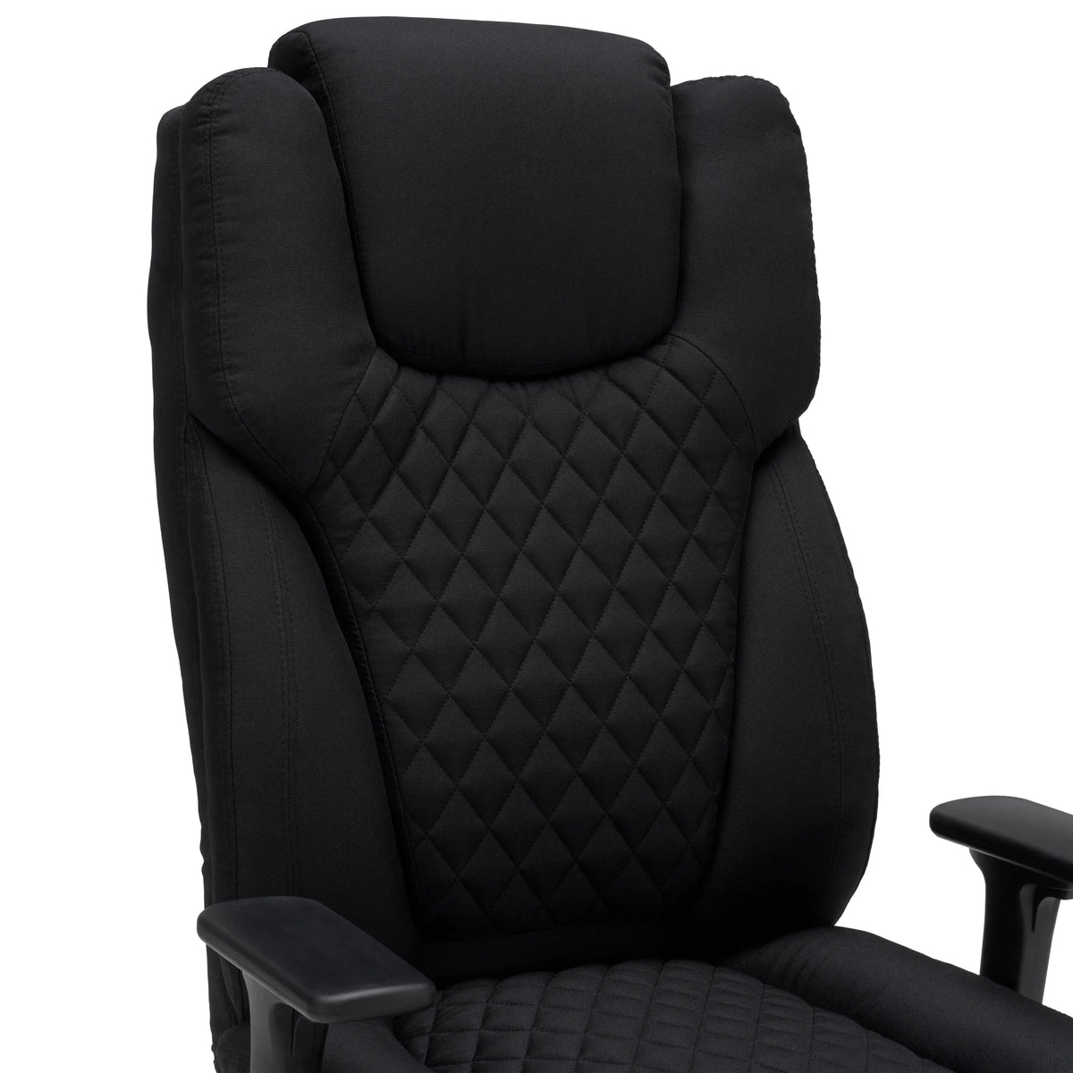 Ryglæn med rudesteppning på XXL Pullmann Gen2 drejestol i sort stof fra hjh OFFICE