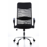 Sort Home Office chefstol ARIA HIGH med netryg og femhjulet fodkryds fra hjh OFFICE – 360-graders visning (forfra 0°)