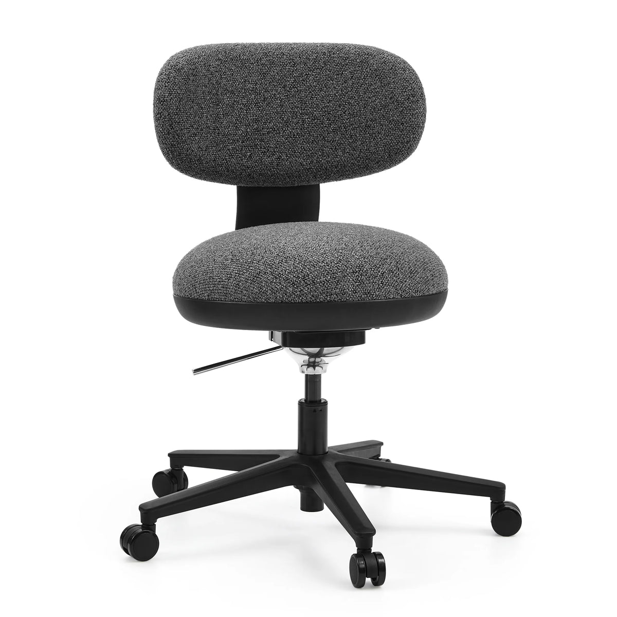 Grå Home Office kontorstol SITMOTION B med polstret sæde og femhjulet fodkryds fra hjh OFFICE – 360-graders visning (forfra 15°)