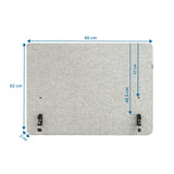 Måltegning af Bordopdeler FLEXMIUT D SIDE med 80 × 62 cm fra hjh OFFICE