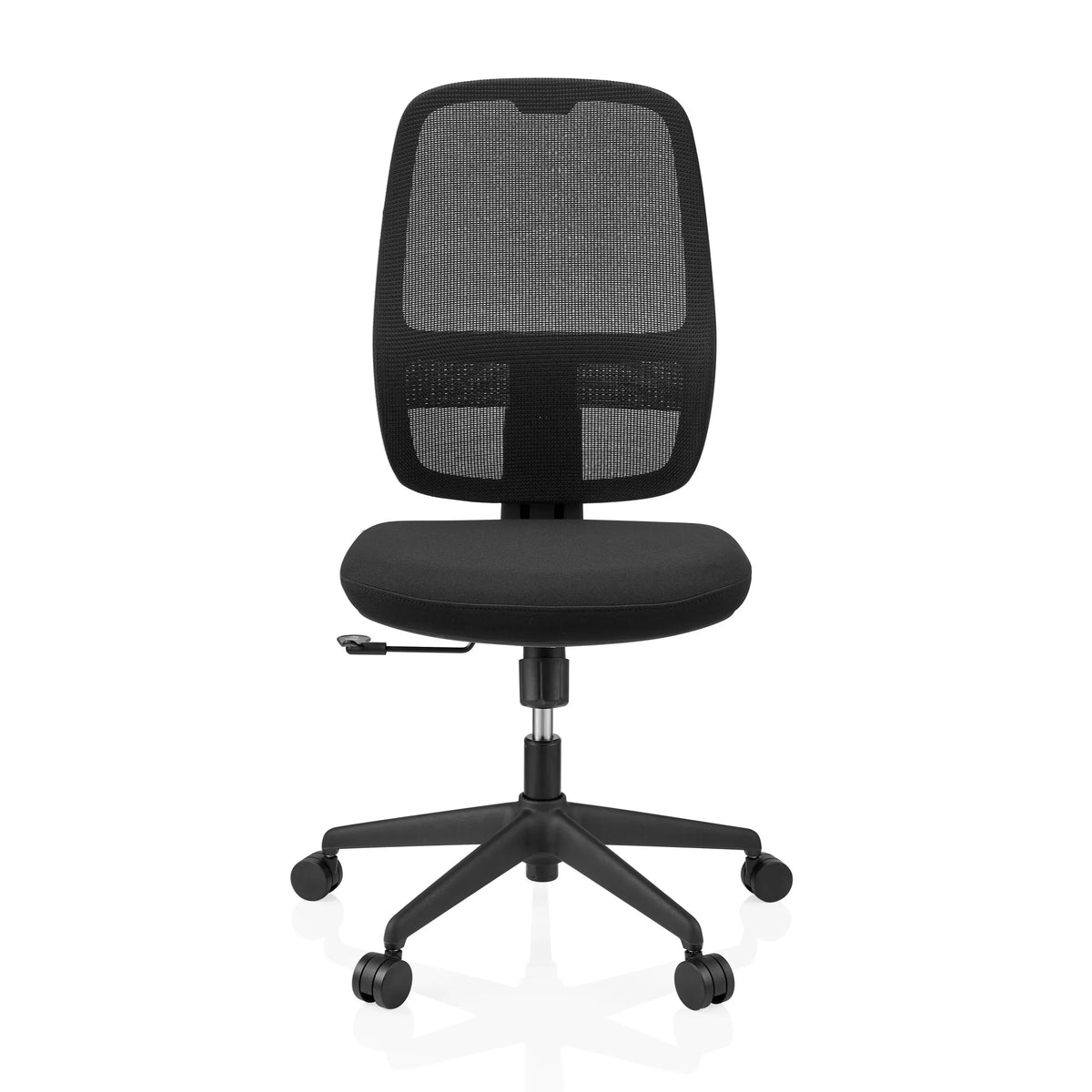 Sort Professionel kontorstol Minoro B med netryg og femhjulet fodkryds fra hjh OFFICE – 360-graders visning (forfra 0°)