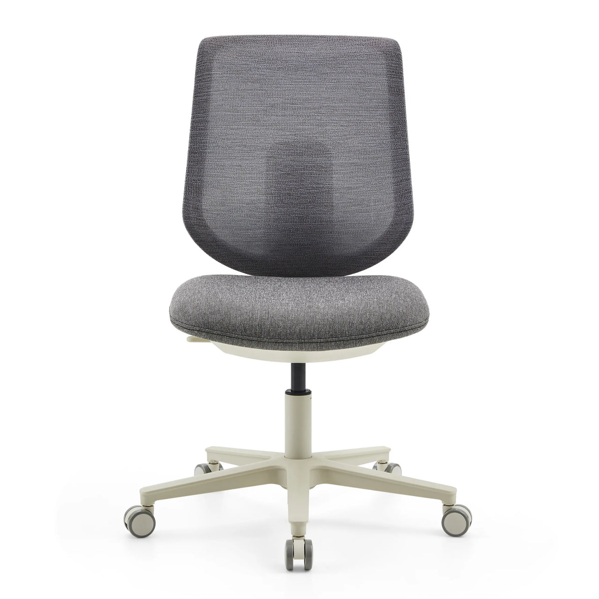 Grauer Homeoffice-Bürostuhl Sitflex Lady mit Netzrücken und Fußkreuz mit fünf Rollen von hjh OFFICE – 360-Grad-Ansicht (Frontansicht 0°)