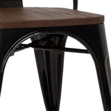 Træsæde og sort metalstel på VANTAGGIO COMFORT W bistrostol fra hjh OFFICE