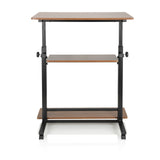 Ståskrivebord WORKSTATION II i sort valnød med to hylder og hjul fra hjh OFFICE – 360-graders visning (forfra 0°)