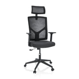 Sort Home Office kontorstol BRETON B med netryg, nakkestøtte og femhjulet fodkryds fra hjh OFFICE – 360-graders visning (forfra 20°)