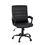 Schwarzer Homeoffice Chefsessel ERGOSMOOTH BIG mit gesteppter Polsterung und Fußkreuz mit fünf Rollen von hjh OFFICE – 360-Grad-Ansicht (Frontansicht 20°)